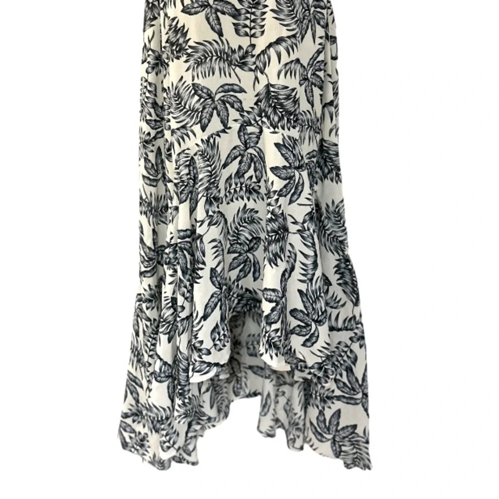 Palm Frond Shift Ruffle Hem Leaf Print HYVFE Maxi Vacation Cruise Sun Day Dress - Picture 10 of 16